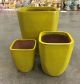 3pcs Set Ceramic Square Yellow Color Pots