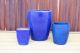 Set of 3, Square Blue Ceramic Pots , 17in pot, 12in pot, 8in pot